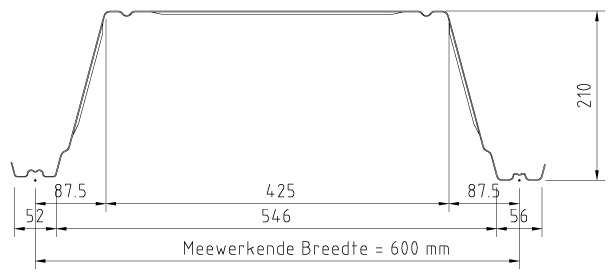 ComFlor 210 Profieldoorsnede met afmetingen